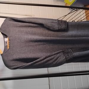 Linnie Woman acrylic knit long sleeve maxi dress w/matching scarf . Printed trim